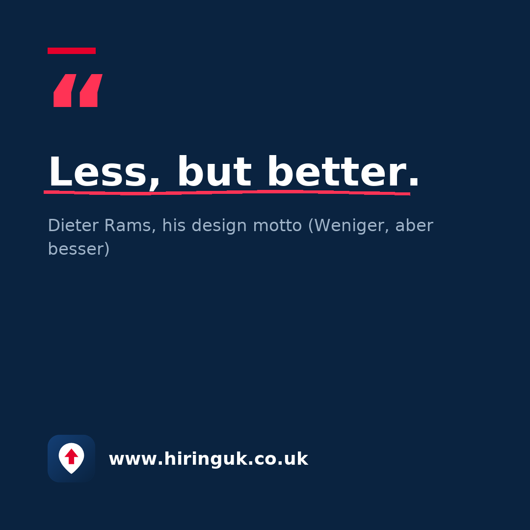 Quote card: Less, but better.