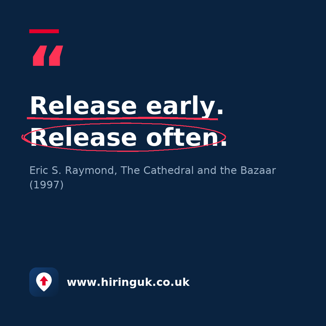 Quote card: Release early. Release often.