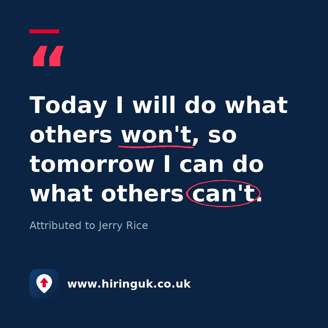 Quote card: Today I will do what others won't, so tomorrow I can do what others can't.
