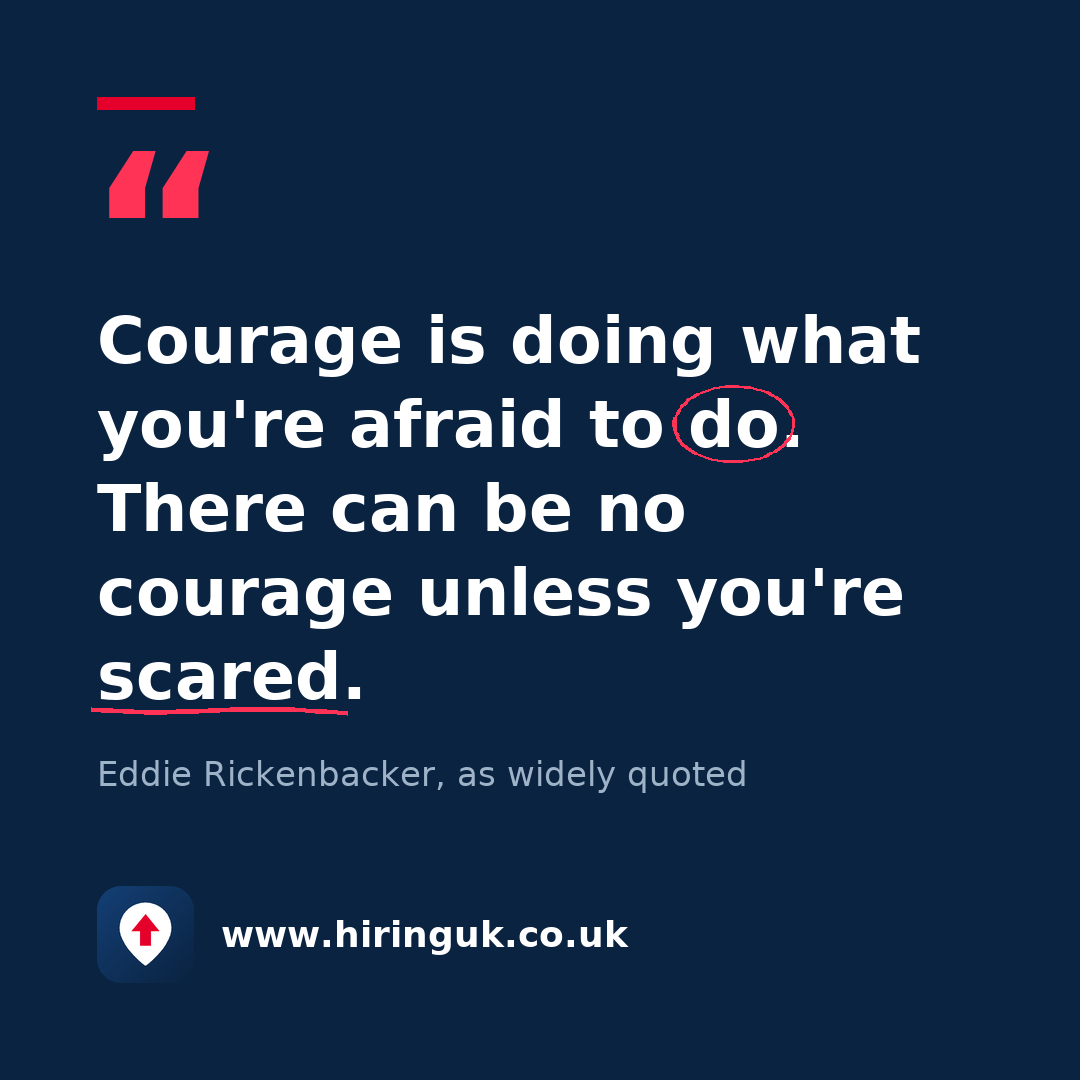 Quote card: Courage is doing what you're afraid to do. There can be no courage unless you're scared.