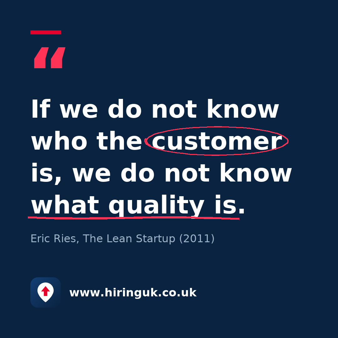 Quote card: If we do not know who the customer is, we do not know what quality is.