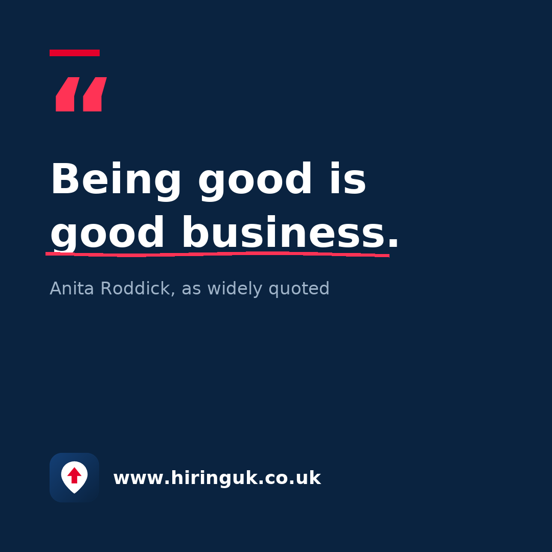 Quote card: Being good is good business.