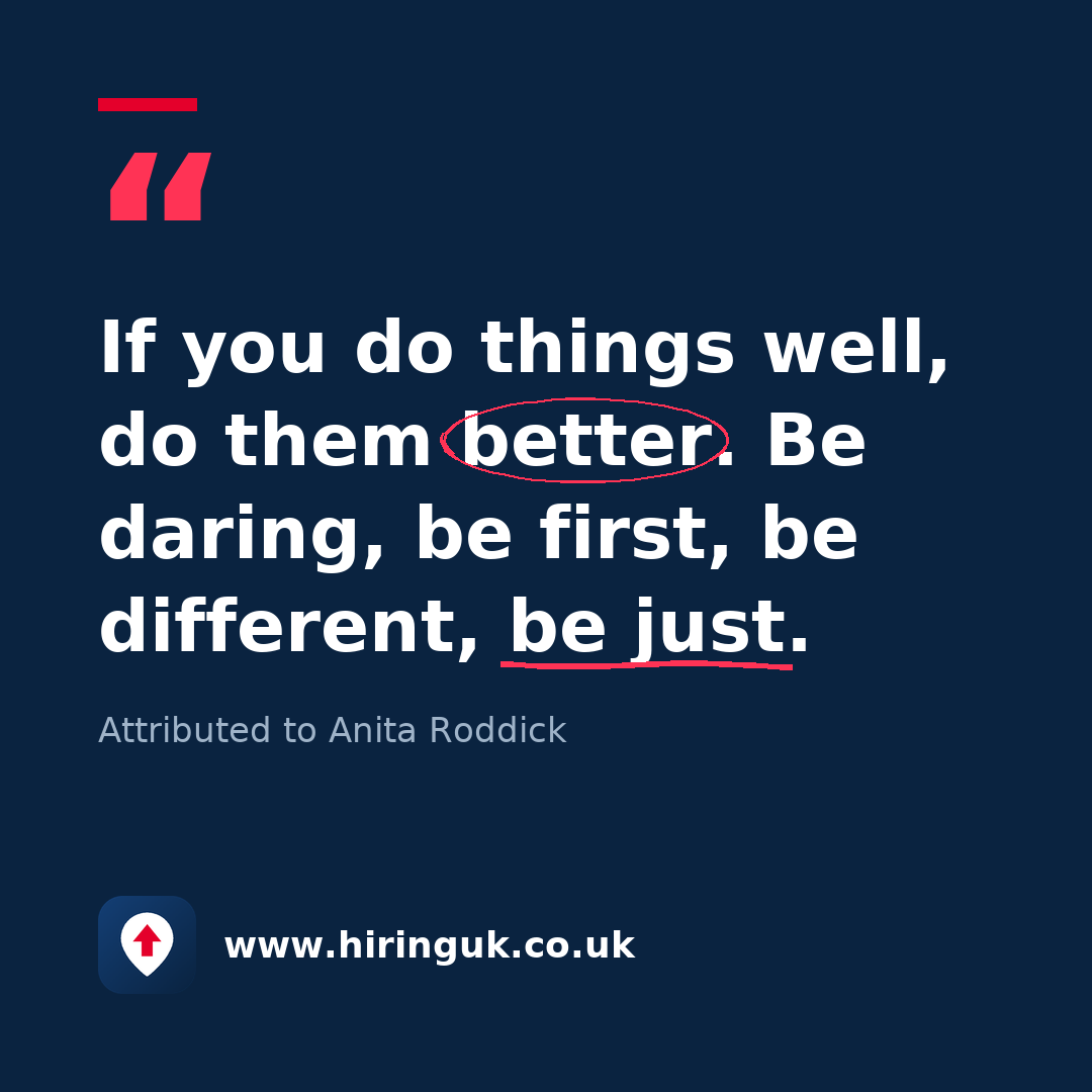 Quote card: If you do things well, do them better. Be daring, be first, be different, be just.