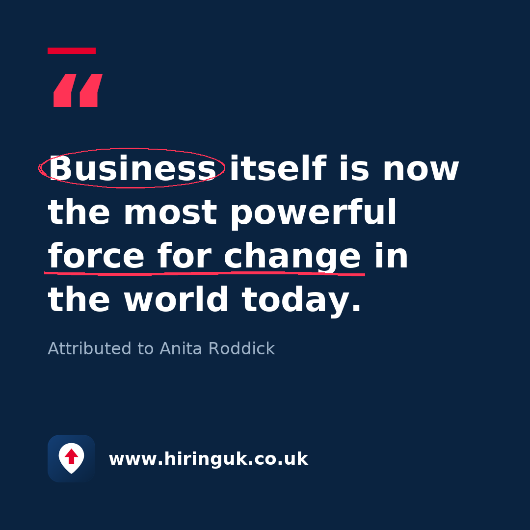 Quote card: Business itself is now the most powerful force for change in the world today.