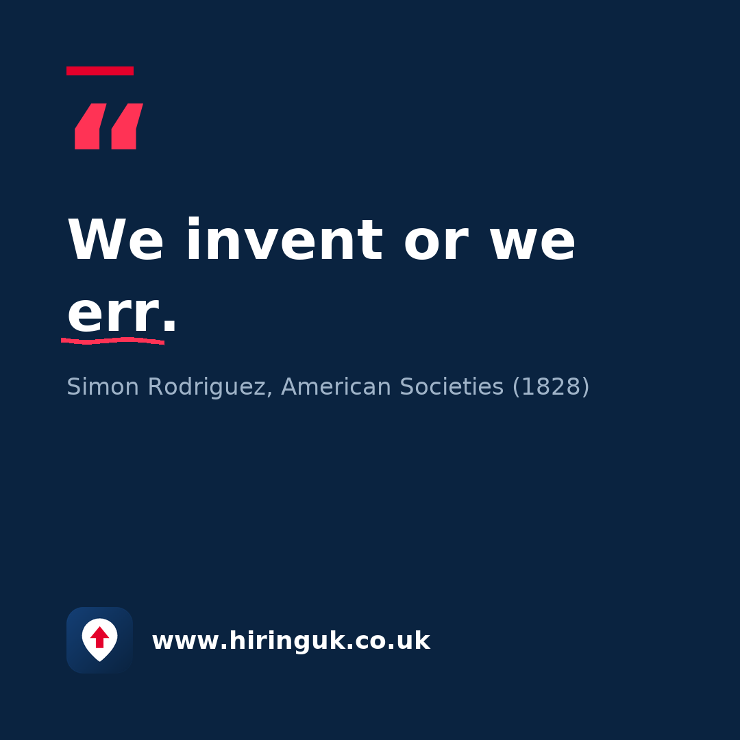 Quote card: We invent or we err.