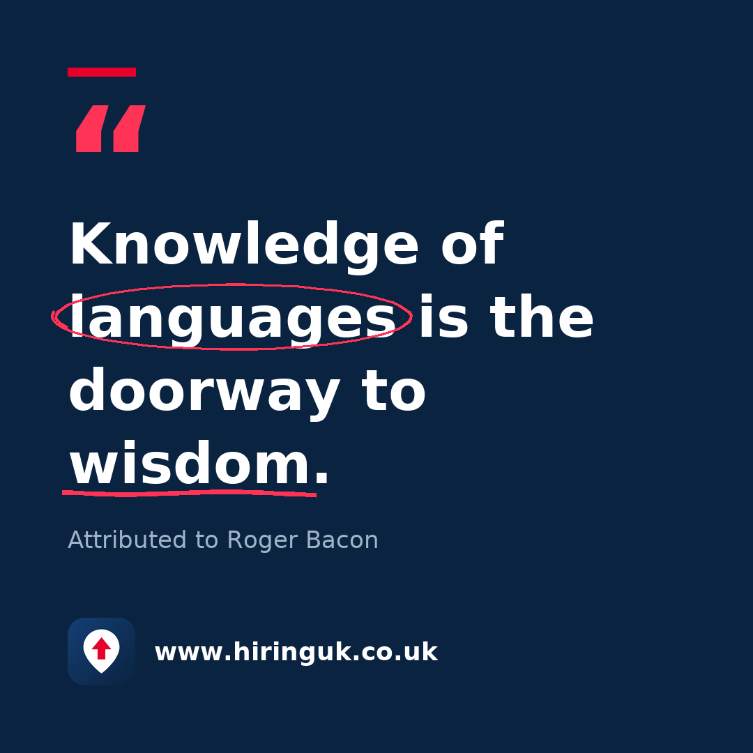 Quote card: Knowledge of languages is the doorway to wisdom.