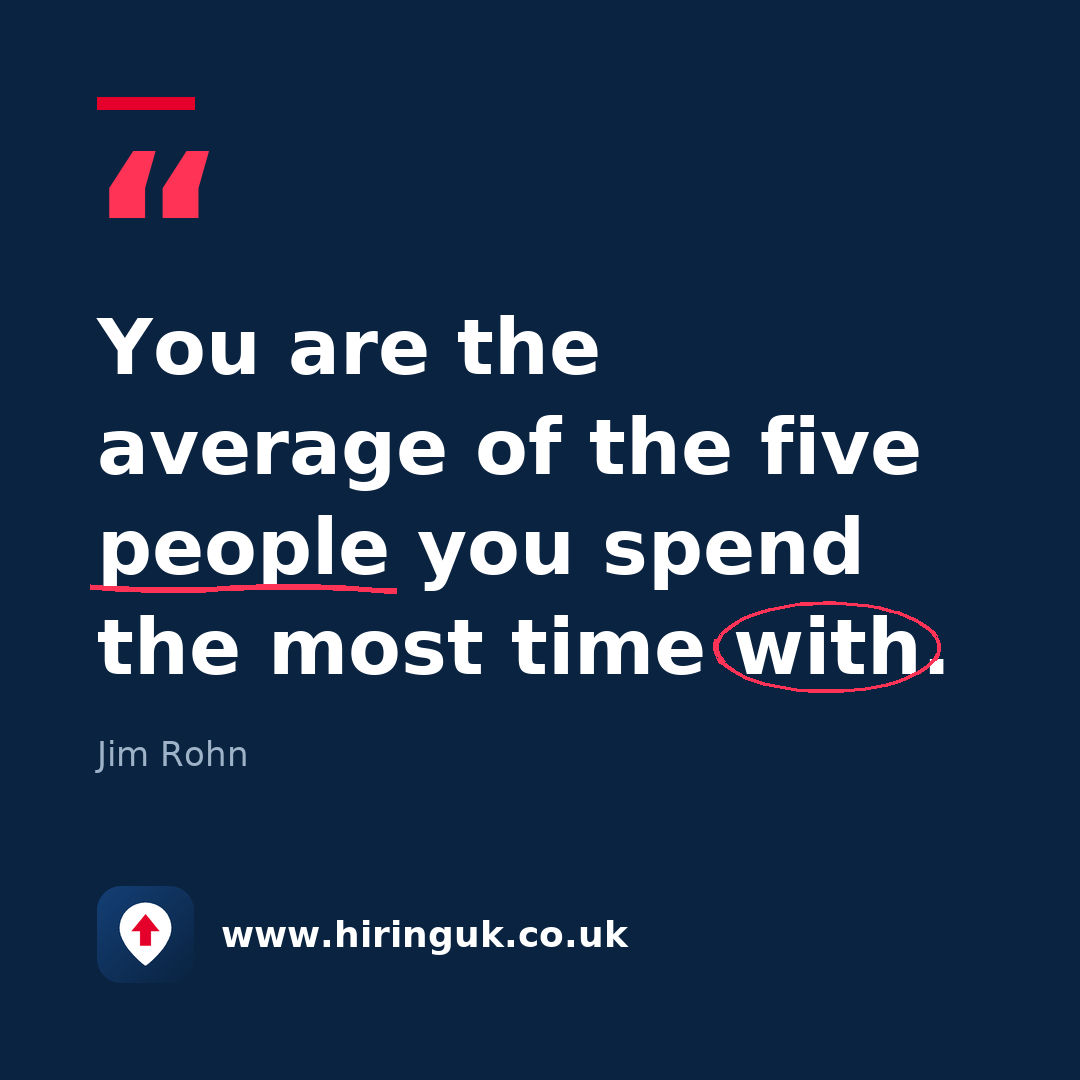 Quote card: You are the average of the five people you spend the most time with.