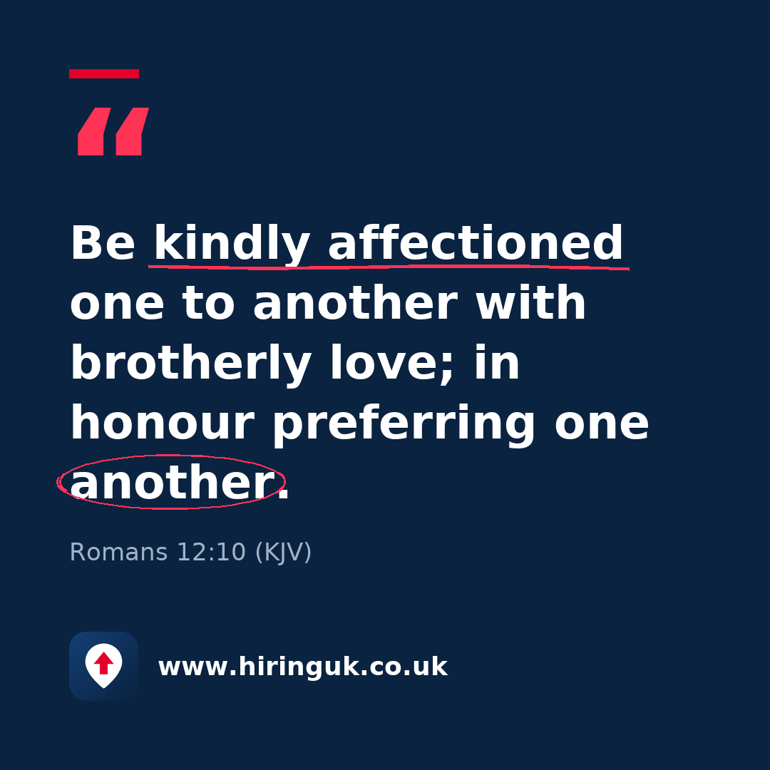 Quote card: Be kindly affectioned one to another with brotherly love; in honour preferring one another.