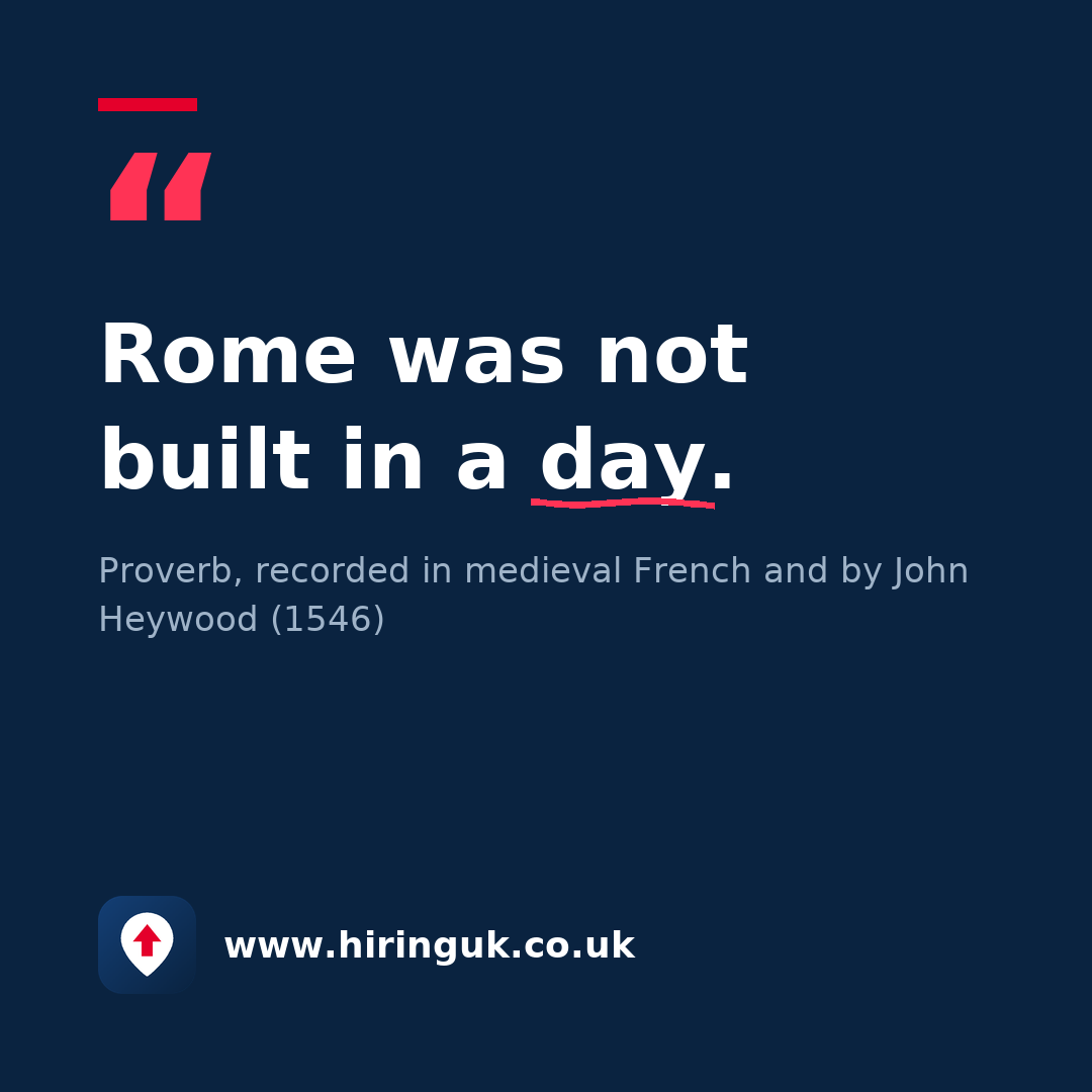 Quote card: Rome was not built in a day.