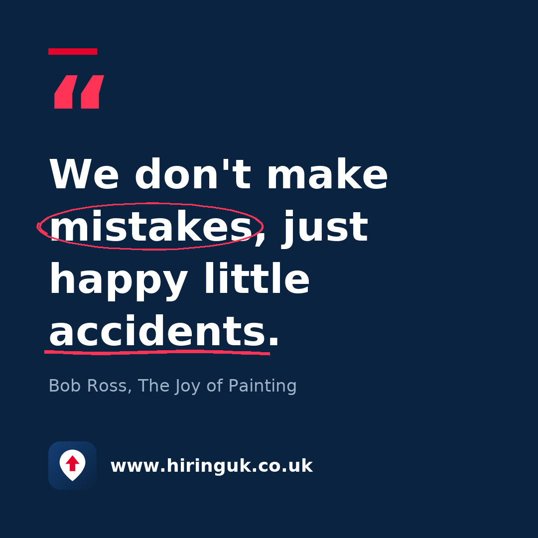 Quote card: We don't make mistakes, just happy little accidents.