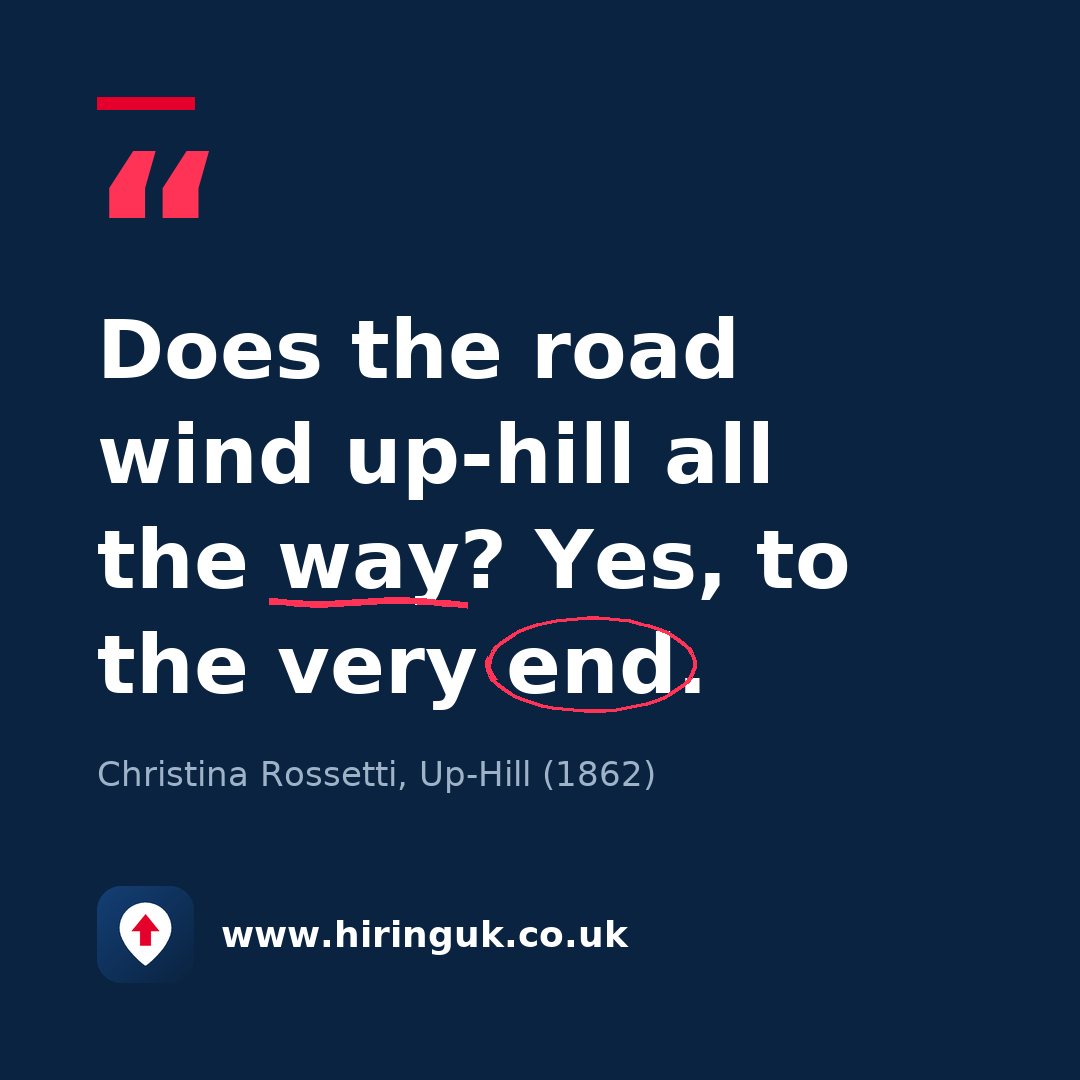 Quote card: Does the road wind up-hill all the way? Yes, to the very end.