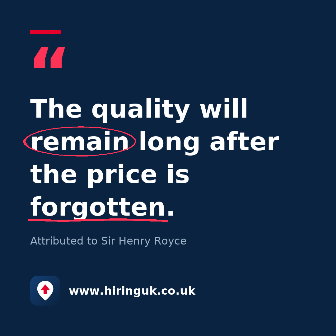 Quote card: The quality will remain long after the price is forgotten.