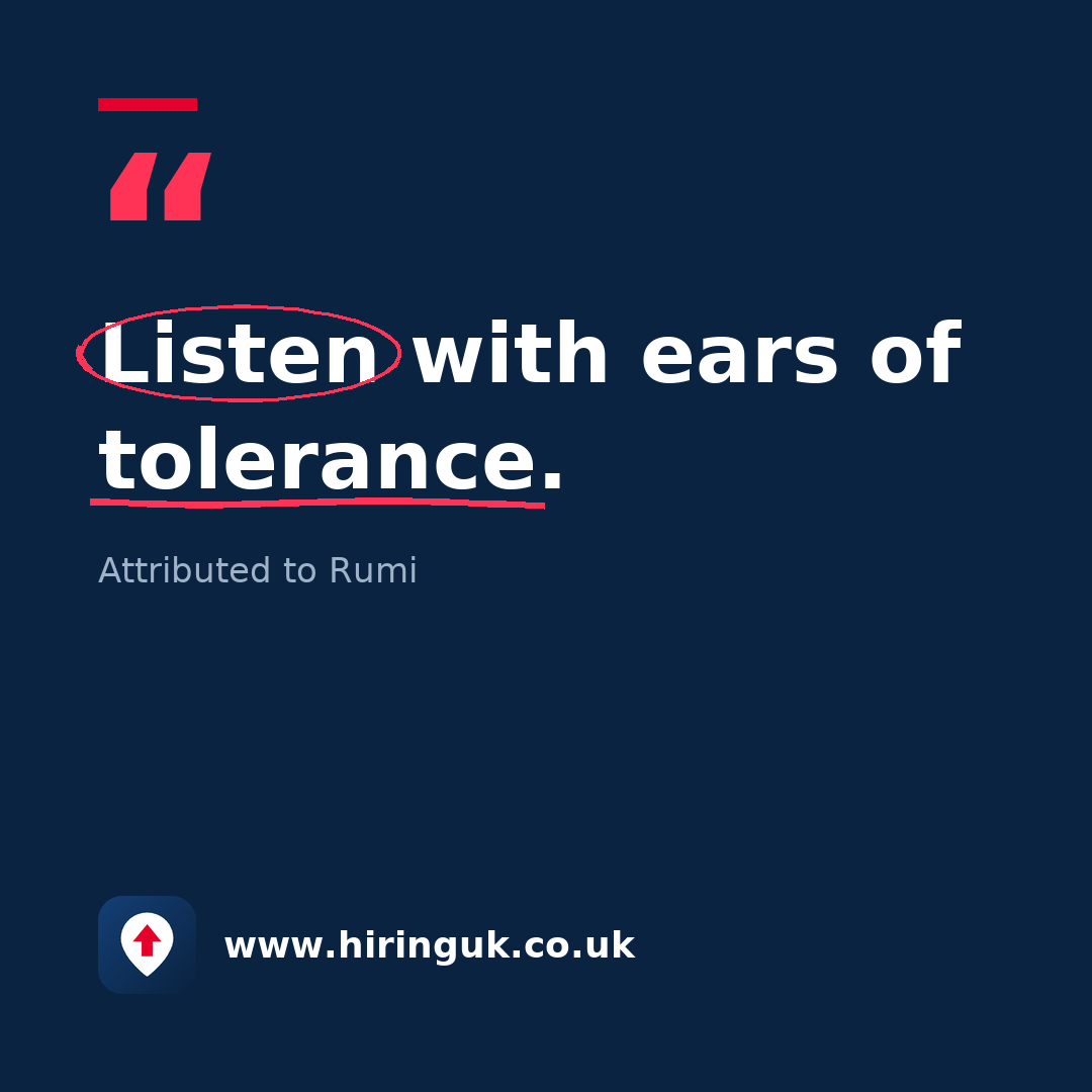 Quote card: Listen with ears of tolerance.