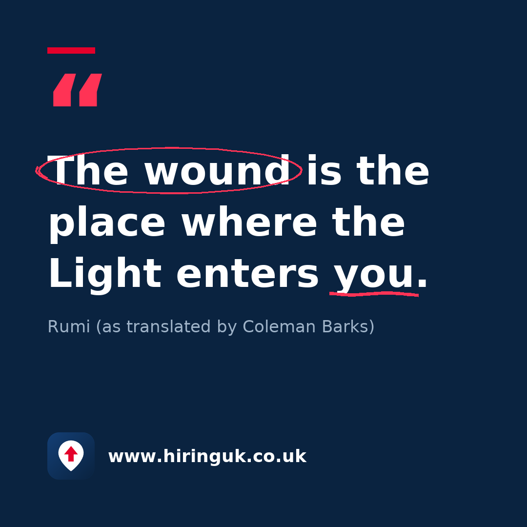 Quote card: The wound is the place where the Light enters you.