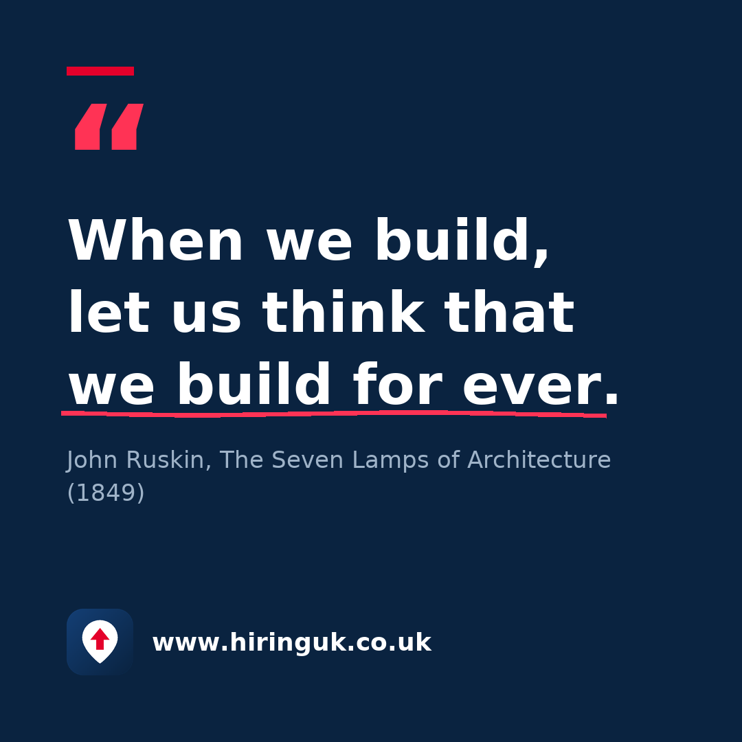Quote card: When we build, let us think that we build for ever.