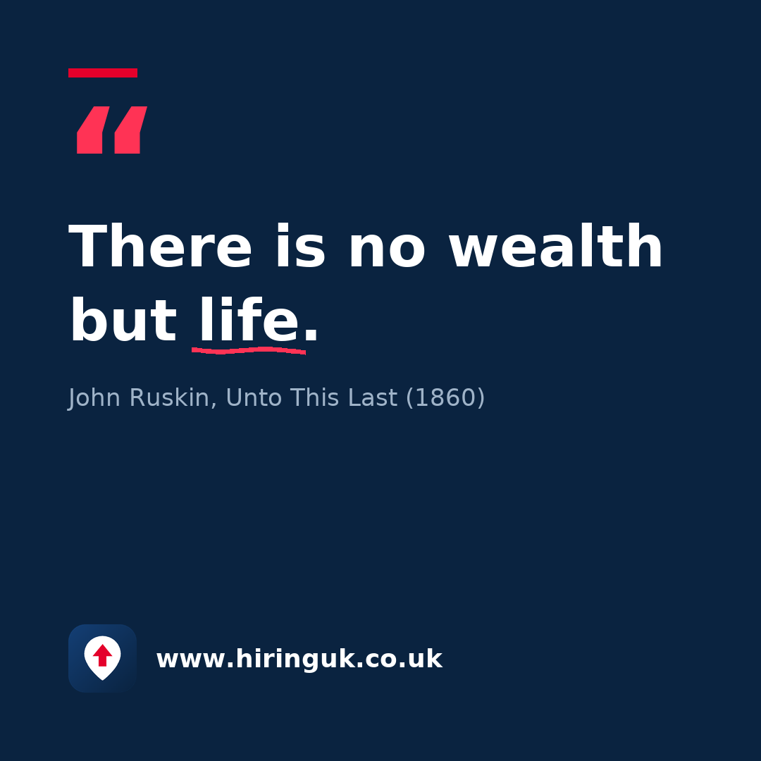 Quote card: There is no wealth but life.