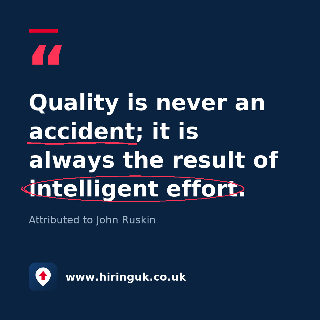 Quote card: Quality is never an accident; it is always the result of intelligent effort.