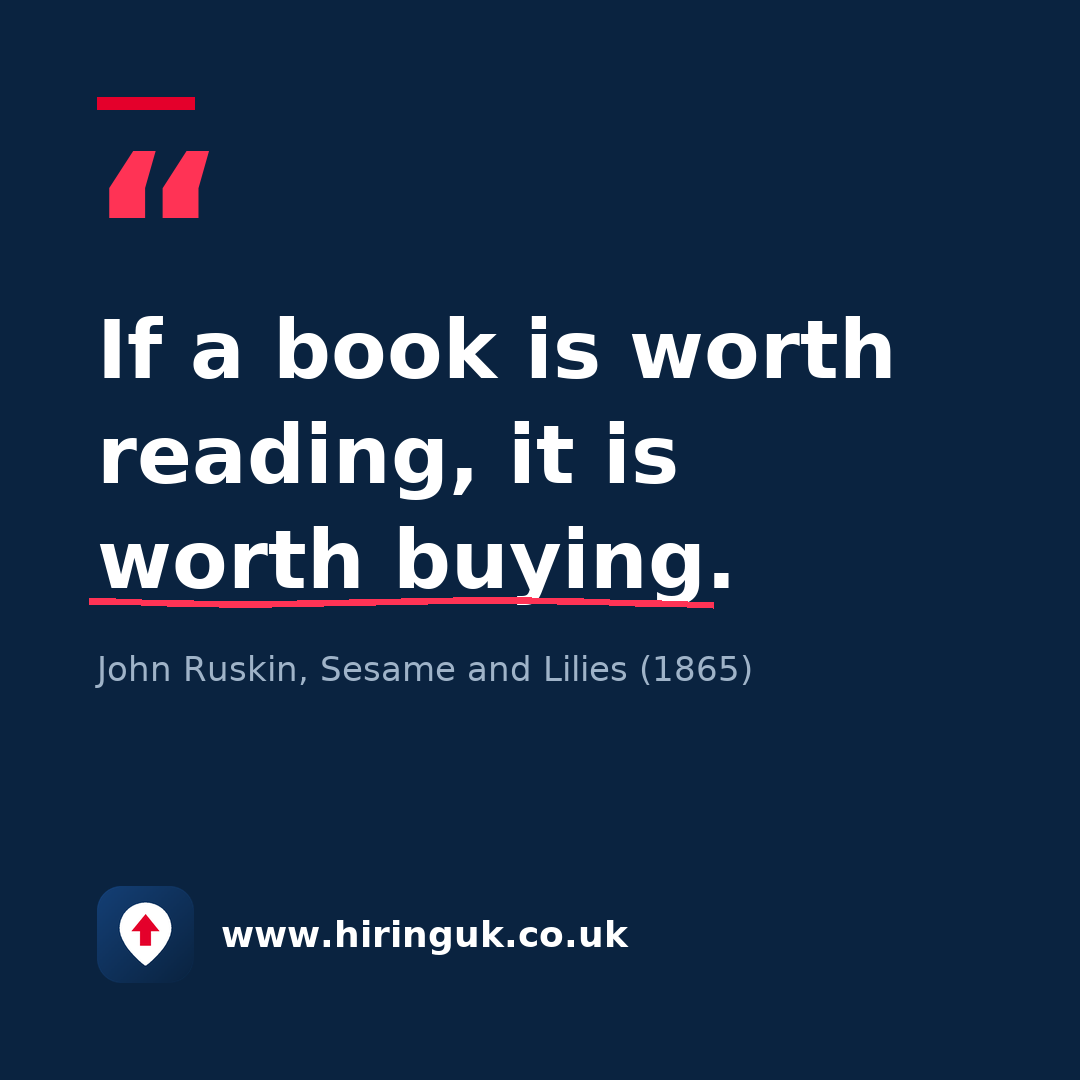 Quote card: If a book is worth reading, it is worth buying.