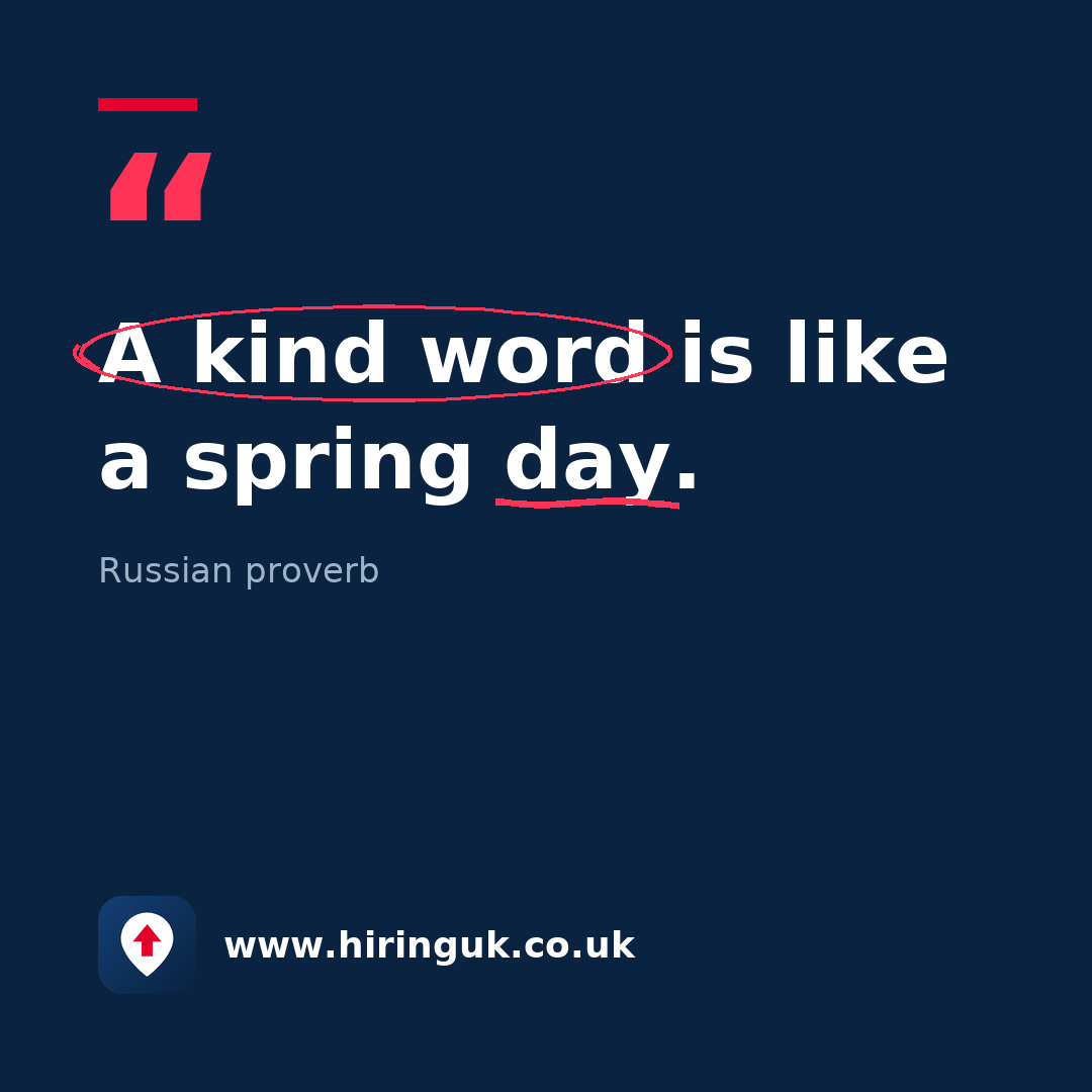 Quote card: A kind word is like a spring day.
