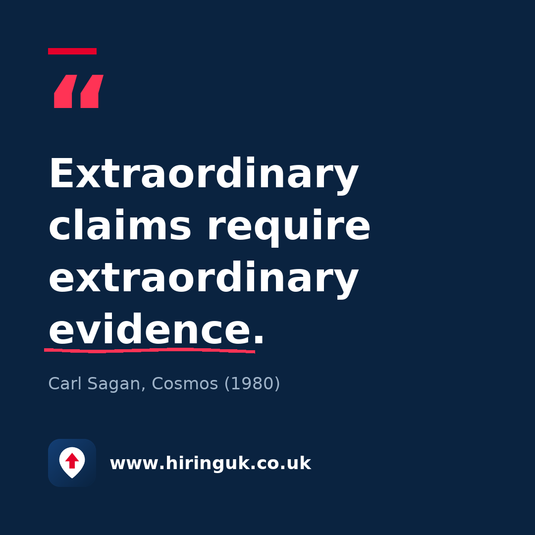 Quote card: Extraordinary claims require extraordinary evidence.