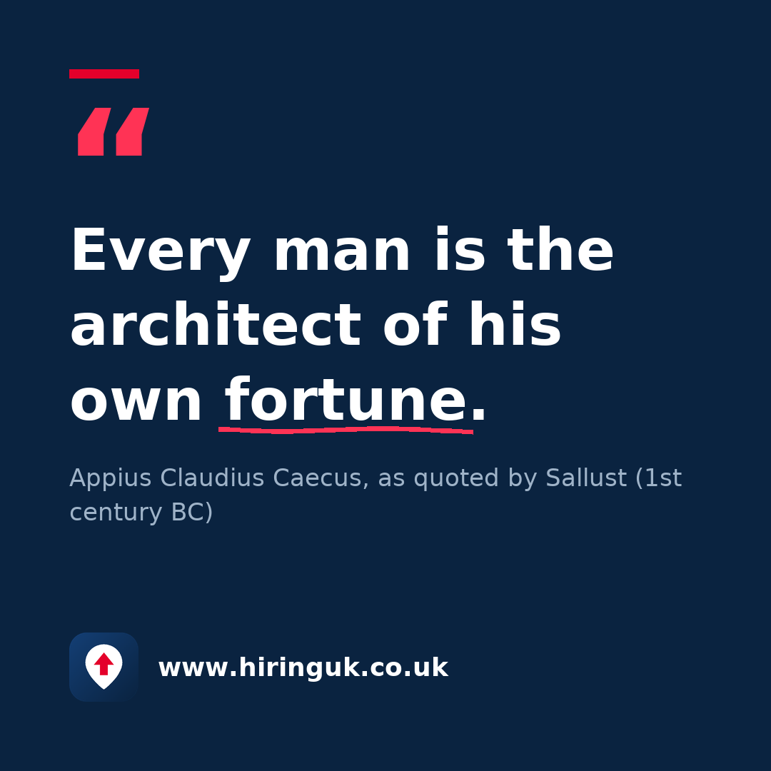 Quote card: Every man is the architect of his own fortune.