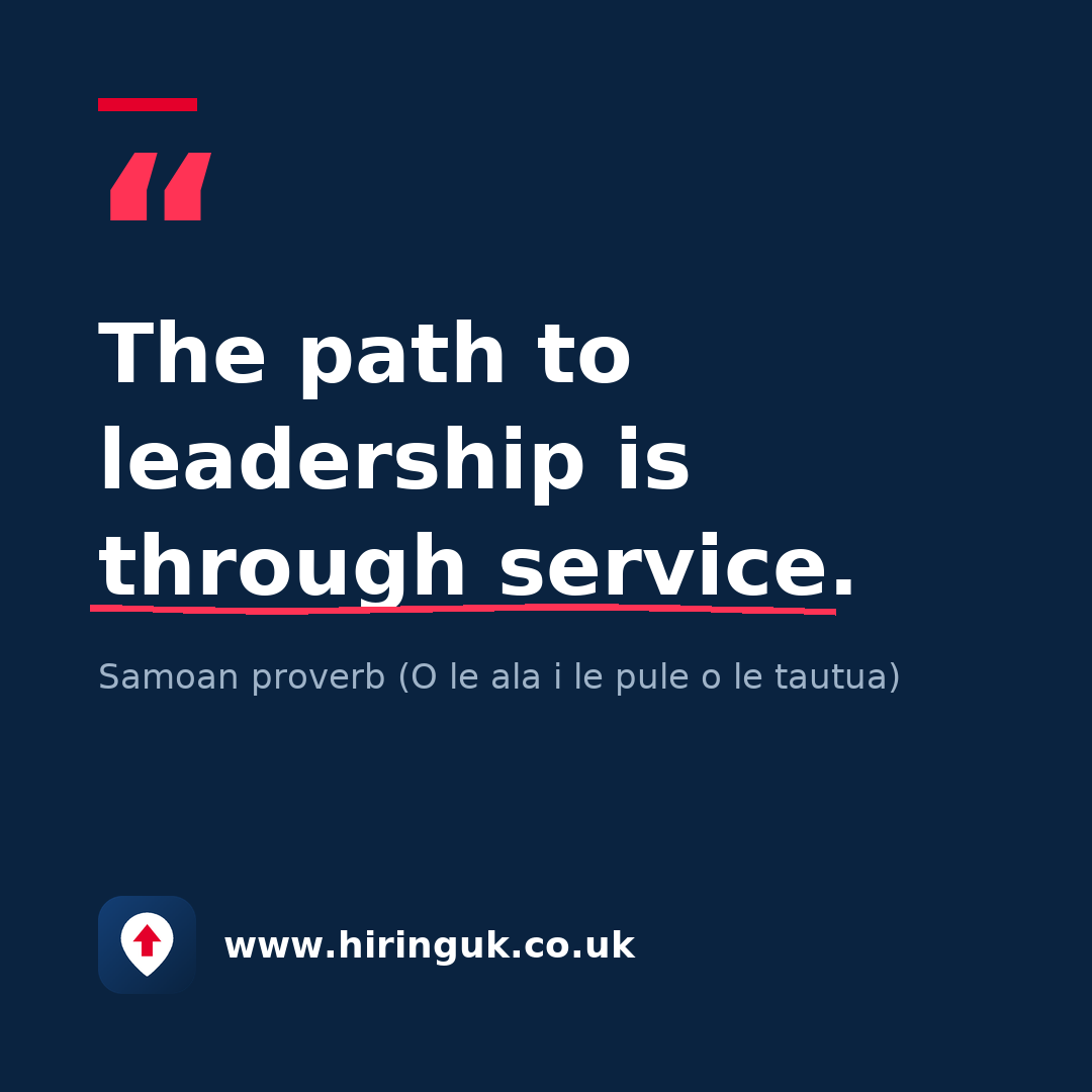 Quote card: The path to leadership is through service.