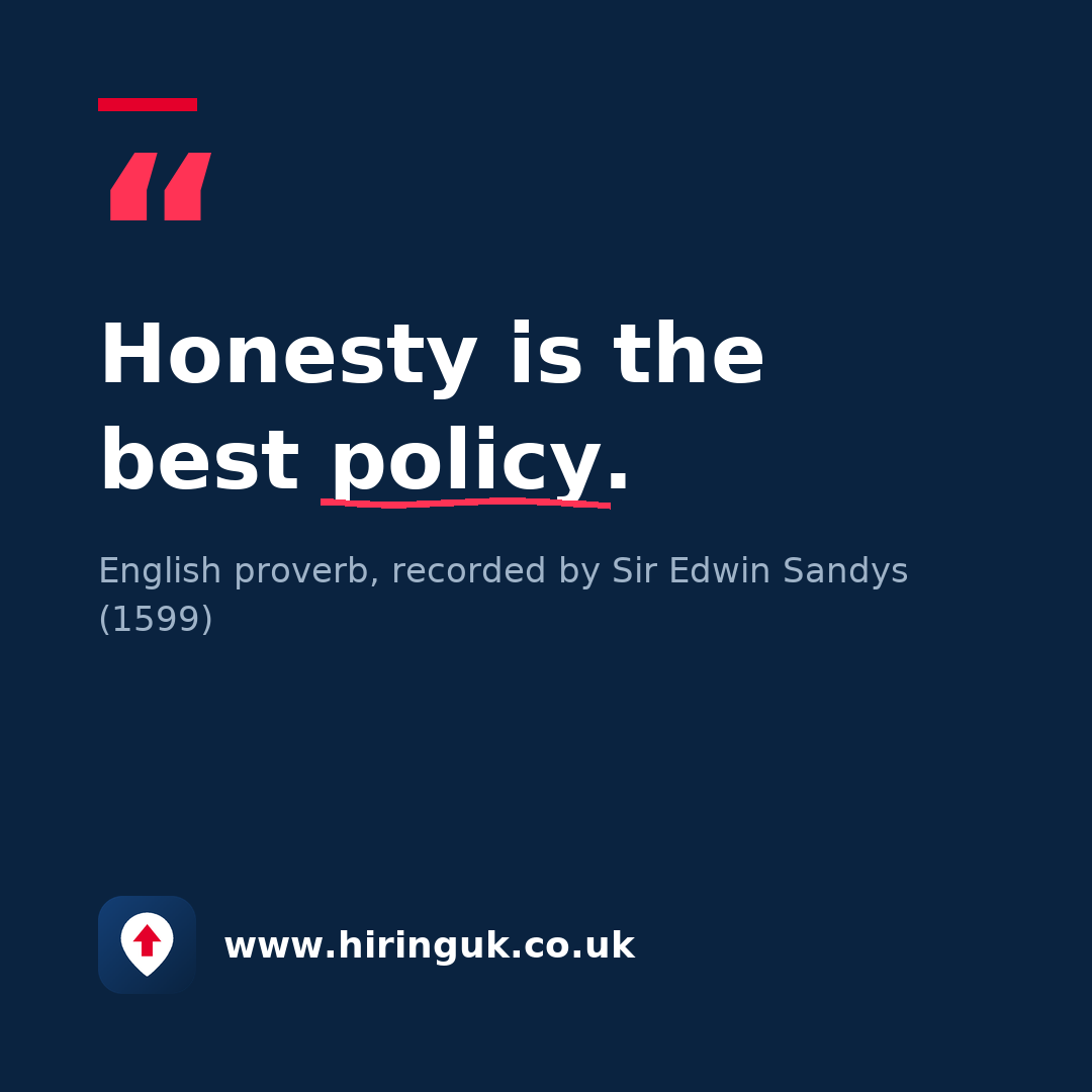 Quote card: Honesty is the best policy.