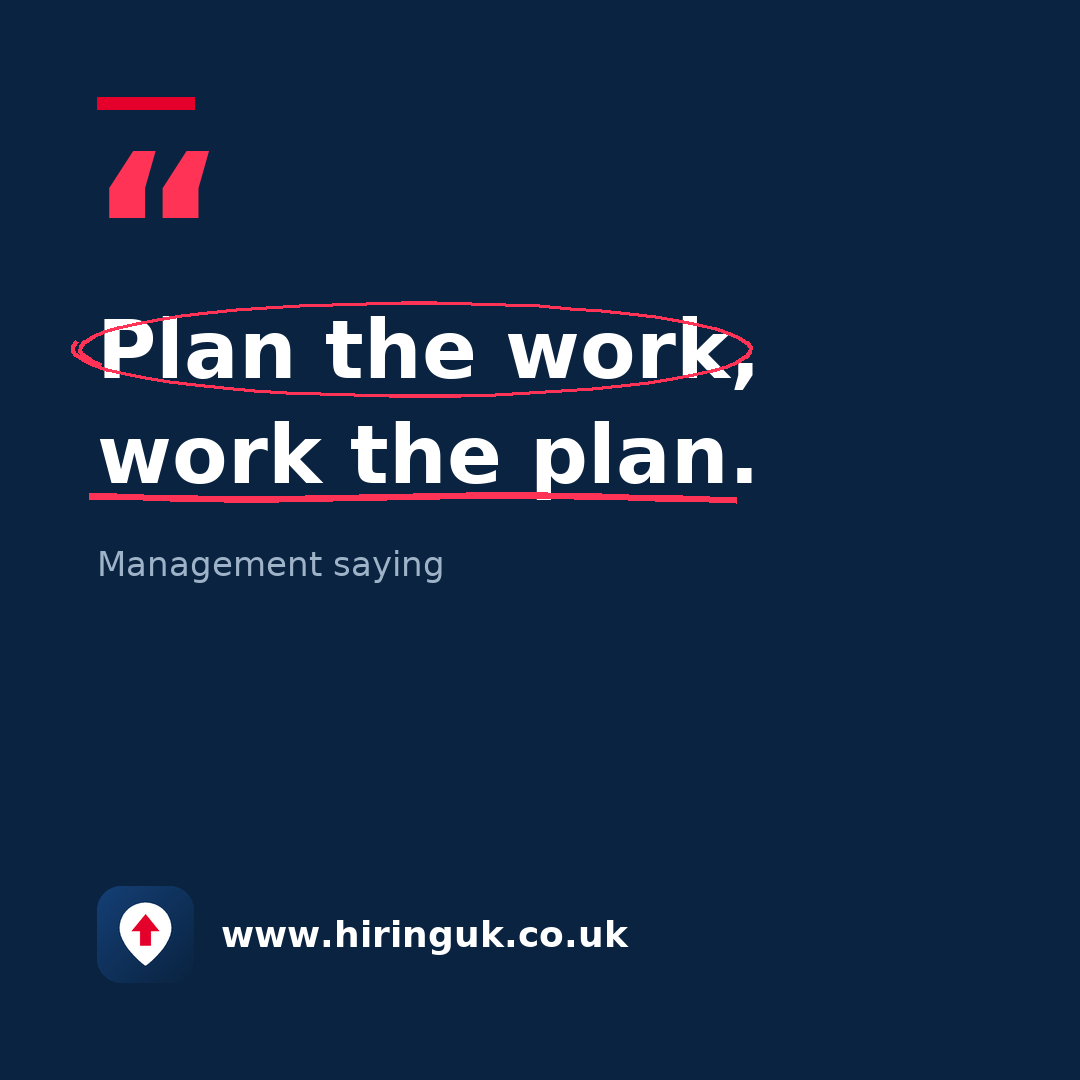Quote card: Plan the work, work the plan.