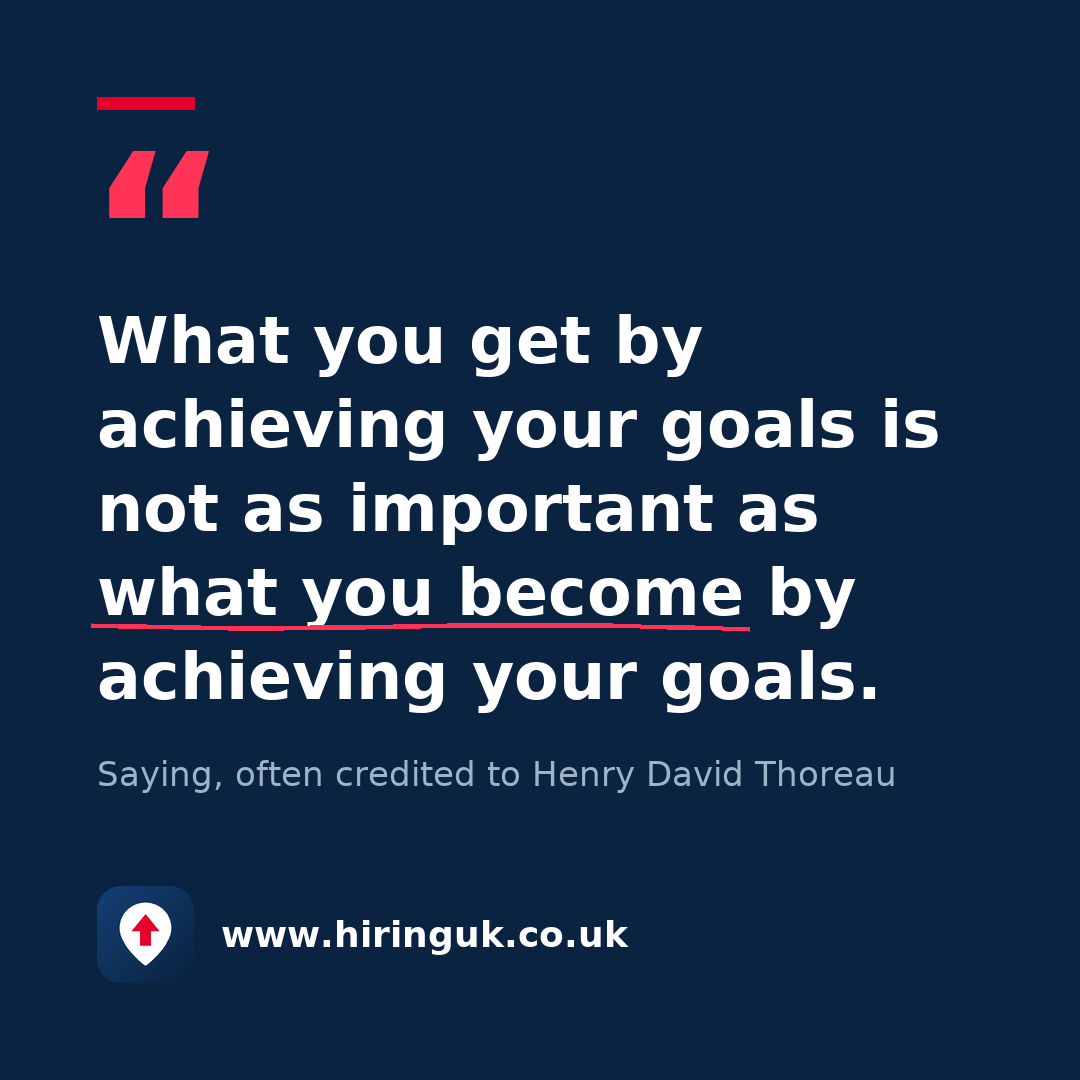 Quote card: What you get by achieving your goals is not as important as what you become by achieving your goals.