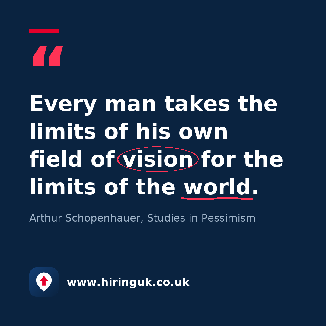 Quote card: Every man takes the limits of his own field of vision for the limits of the world.