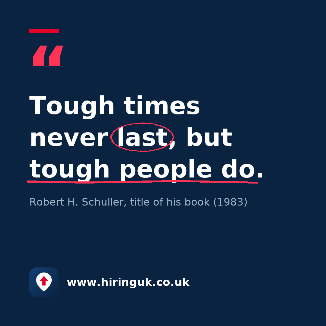 Quote card: Tough times never last, but tough people do.