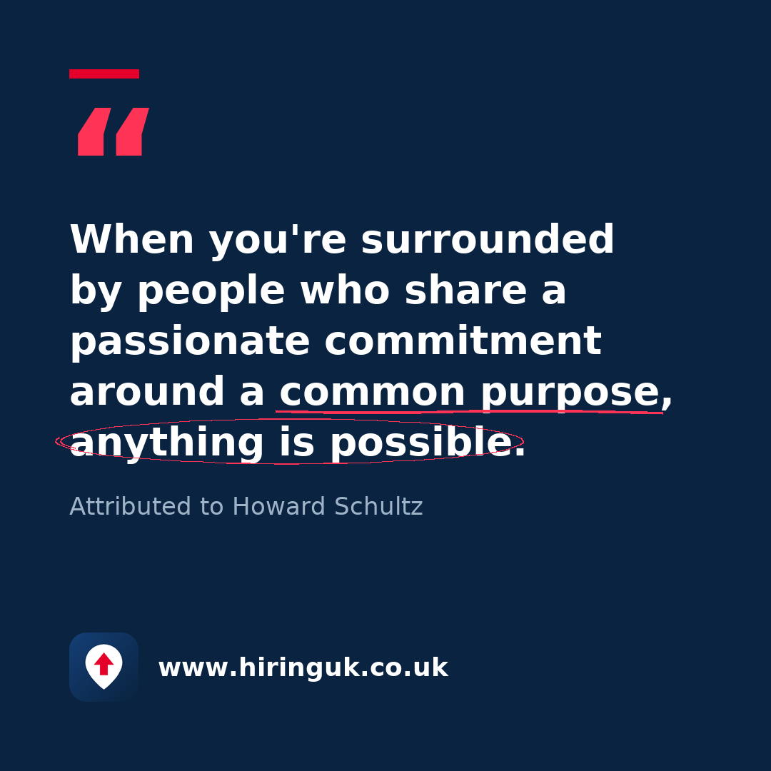 Quote card: When you're surrounded by people who share a passionate commitment around a common purpose, anything is possible.