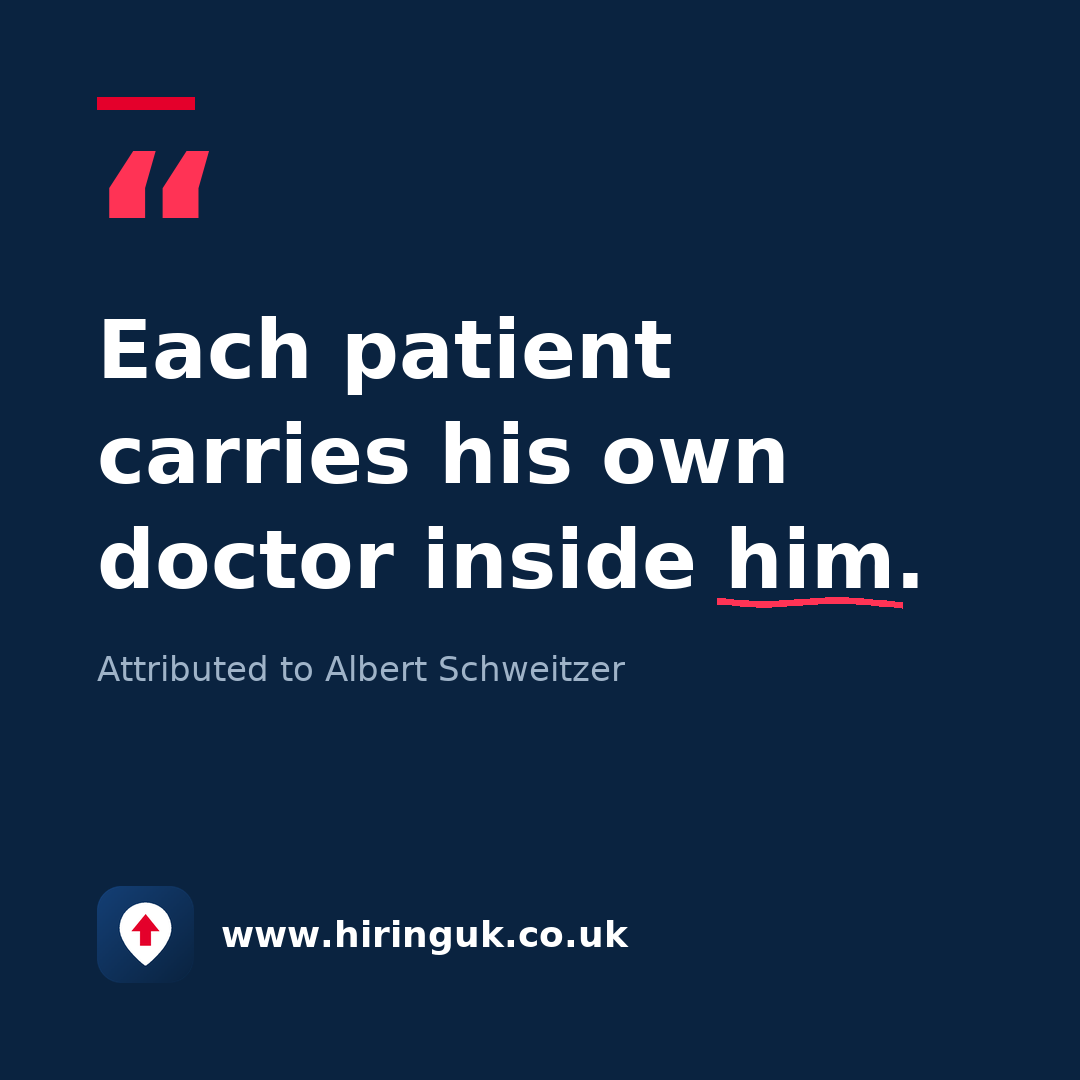 Quote card: Each patient carries his own doctor inside him.