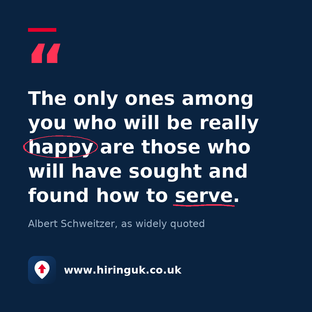 Quote card: The only ones among you who will be really happy are those who will have sought and found how to serve.
