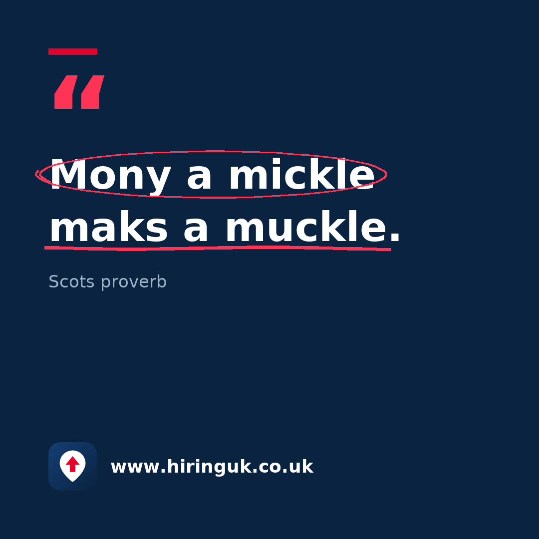 Quote card: Mony a mickle maks a muckle.
