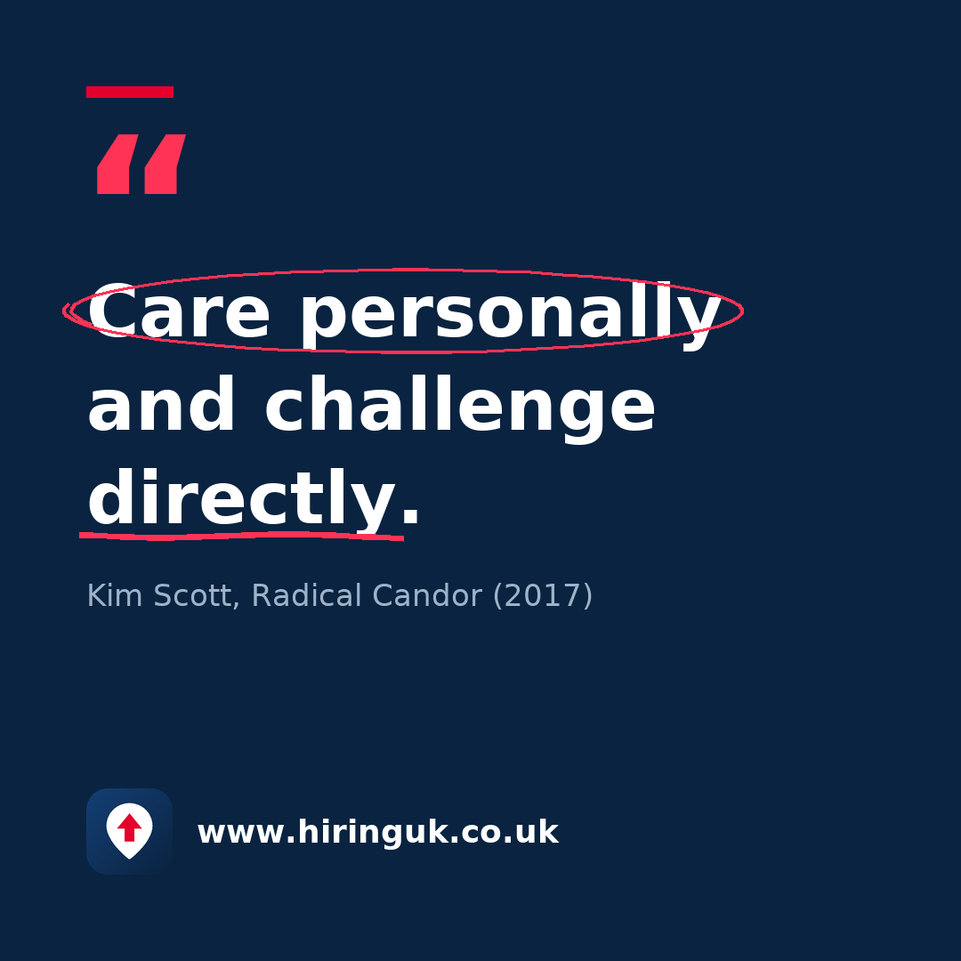 Quote card: Care personally and challenge directly.