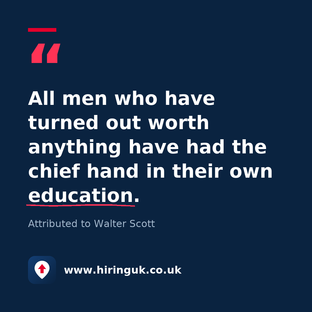 Quote card: All men who have turned out worth anything have had the chief hand in their own education.