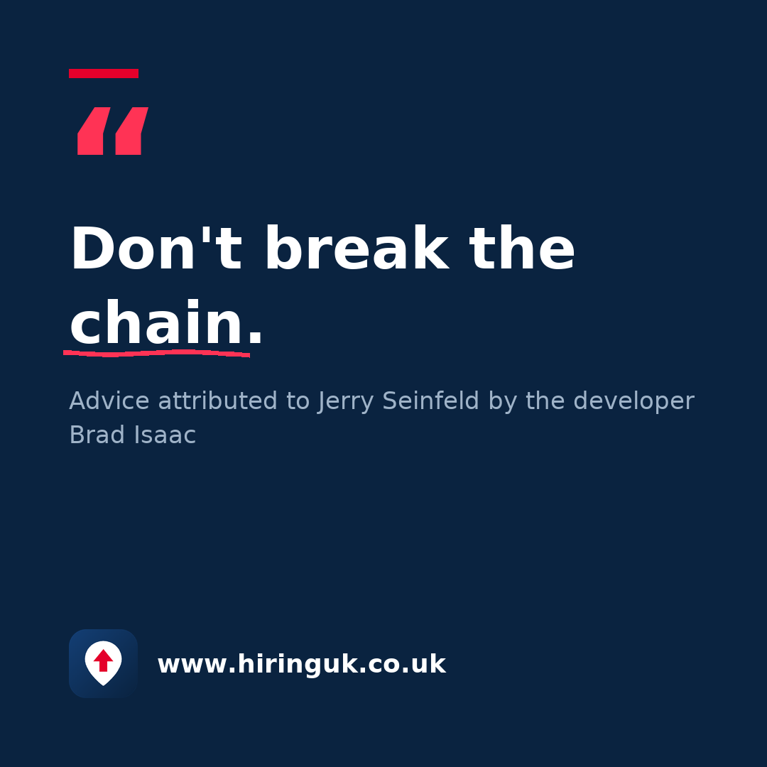 Quote card: Don't break the chain.