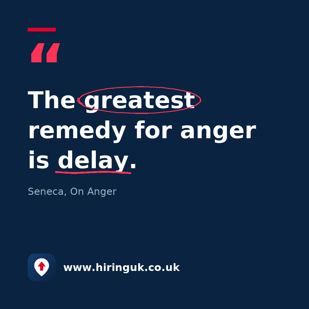 Quote card: The greatest remedy for anger is delay.