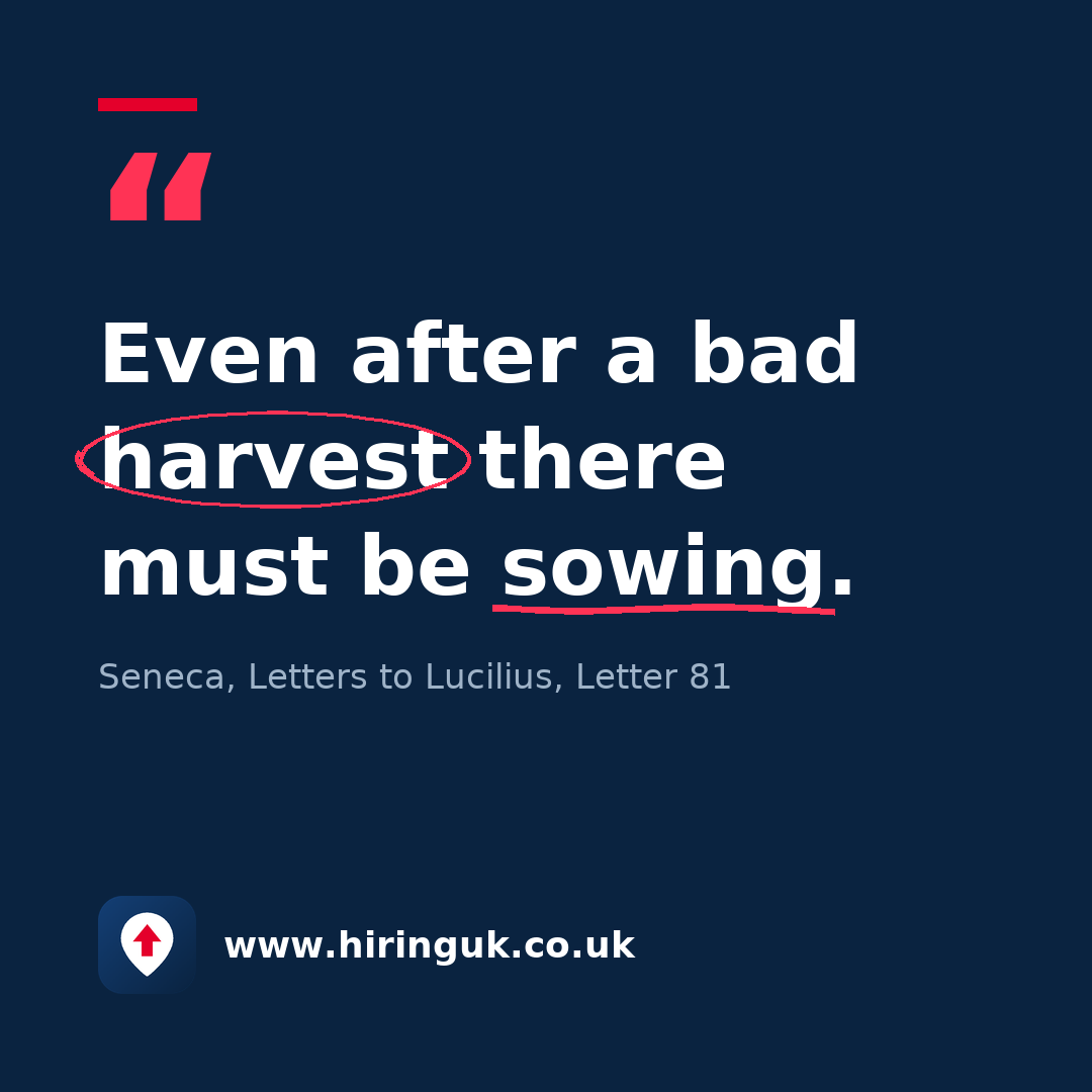 Quote card: Even after a bad harvest there must be sowing.
