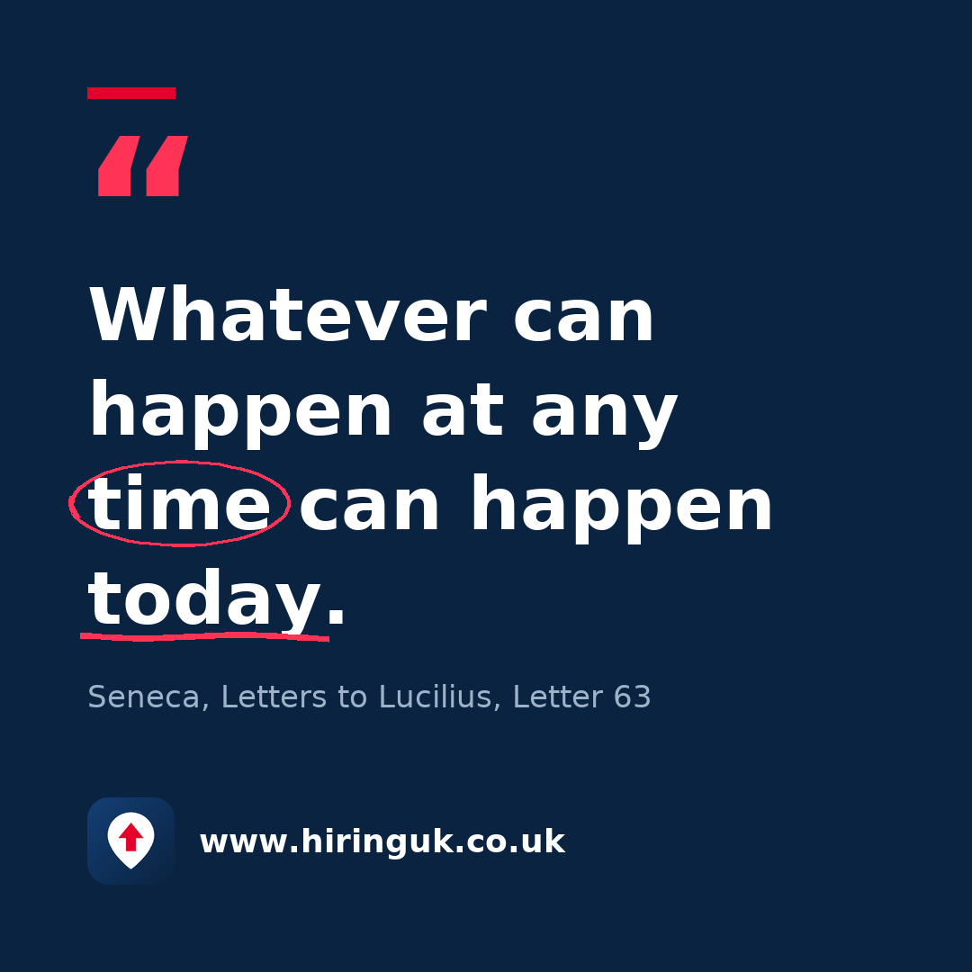 Quote card: Whatever can happen at any time can happen today.