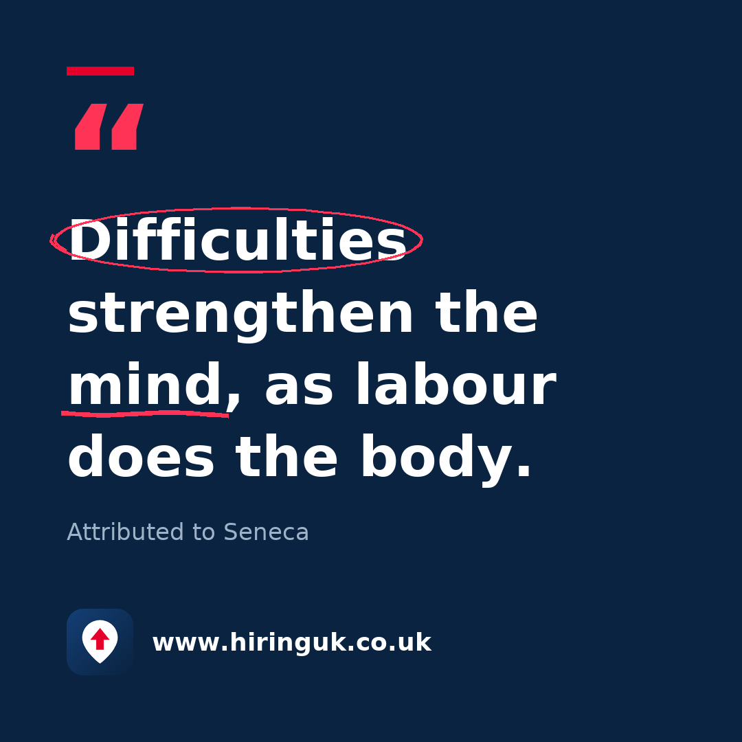 Quote card: Difficulties strengthen the mind, as labour does the body.