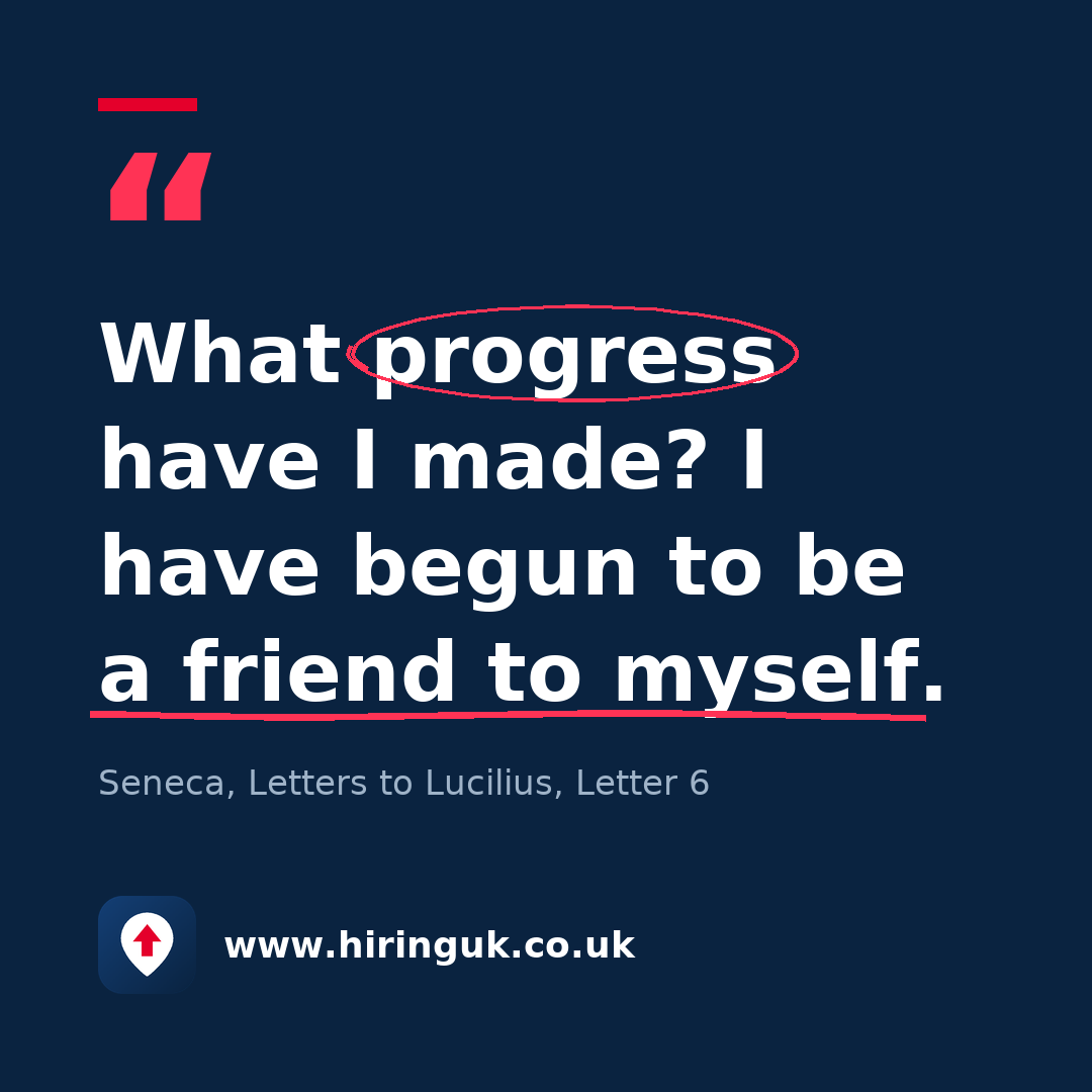 Quote card: What progress have I made? I have begun to be a friend to myself.