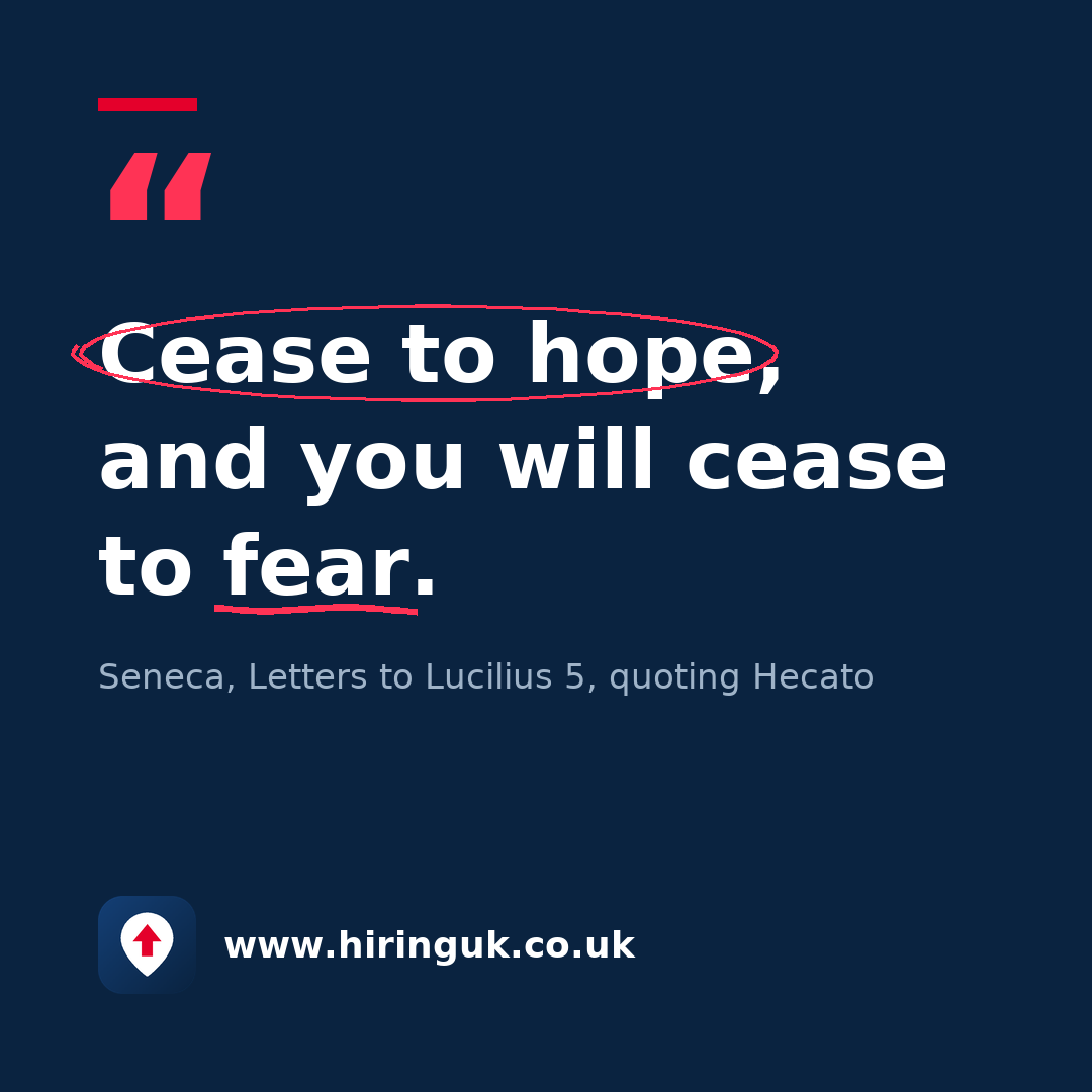 Quote card: Cease to hope, and you will cease to fear.