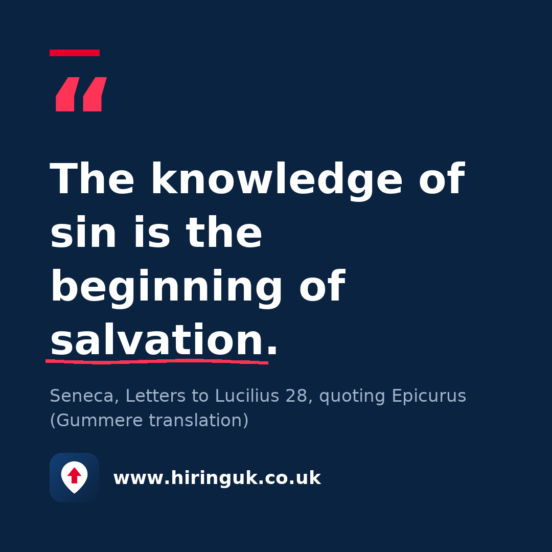 Quote card: The knowledge of sin is the beginning of salvation.