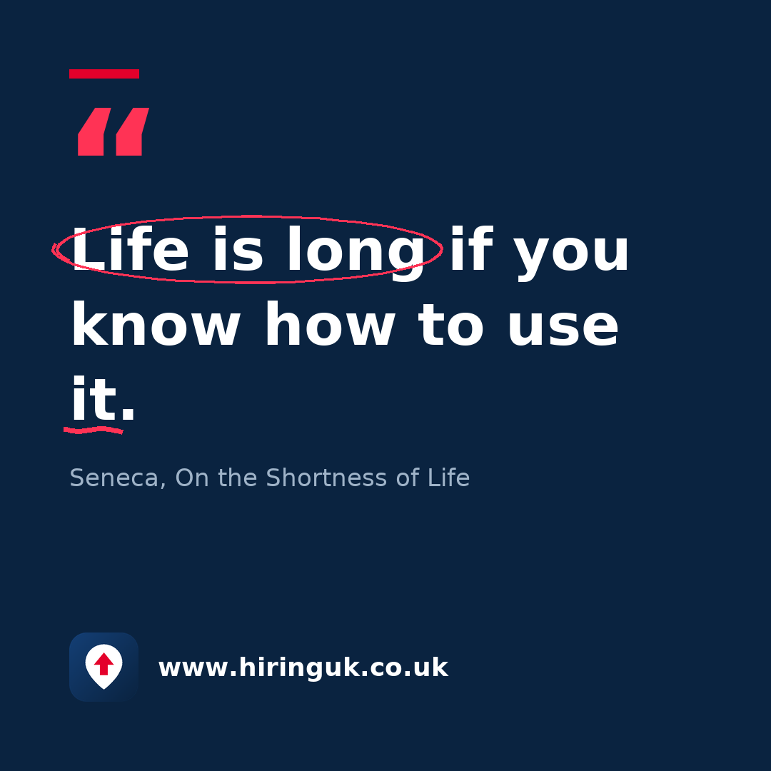 Quote card: Life is long if you know how to use it.