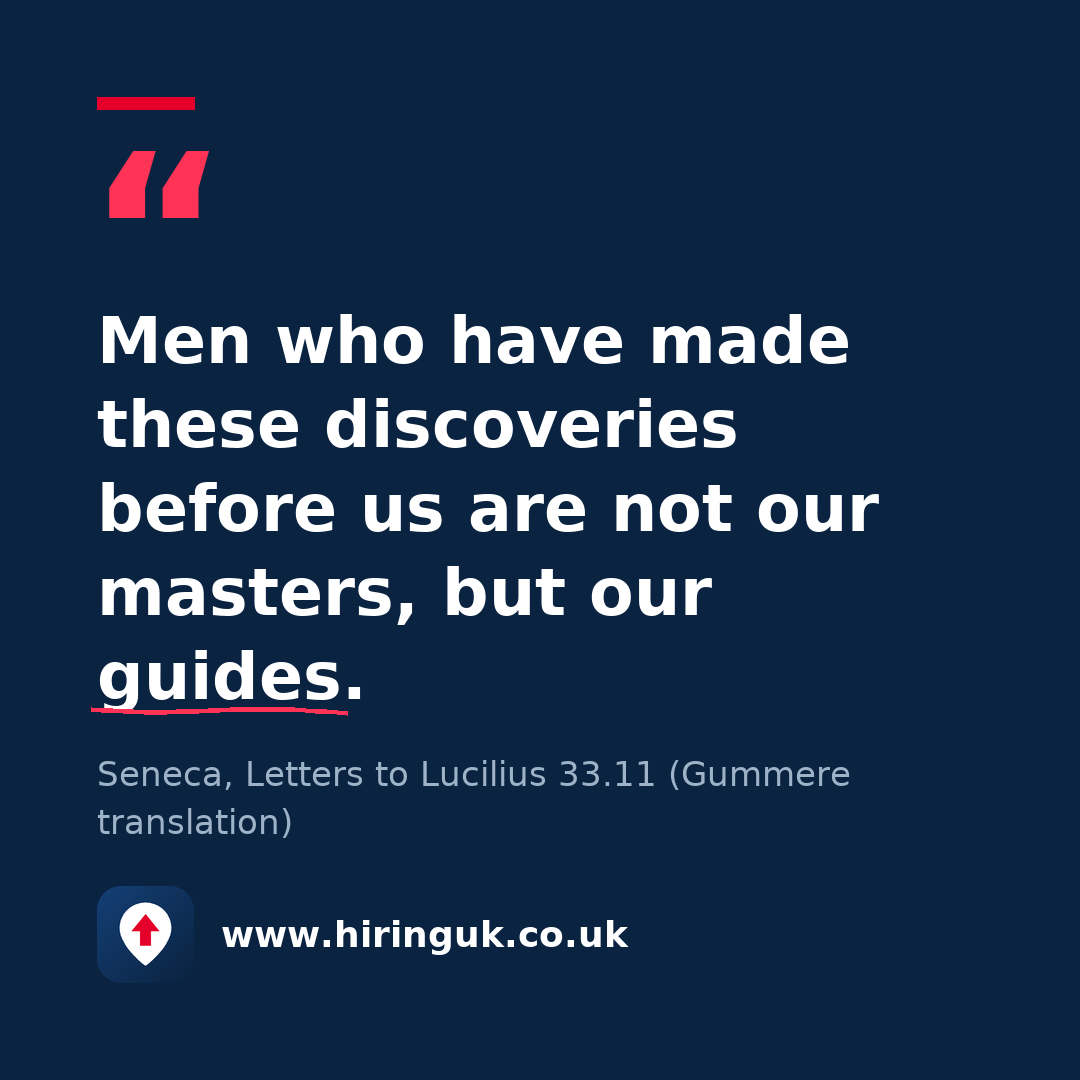 Quote card: Men who have made these discoveries before us are not our masters, but our guides.