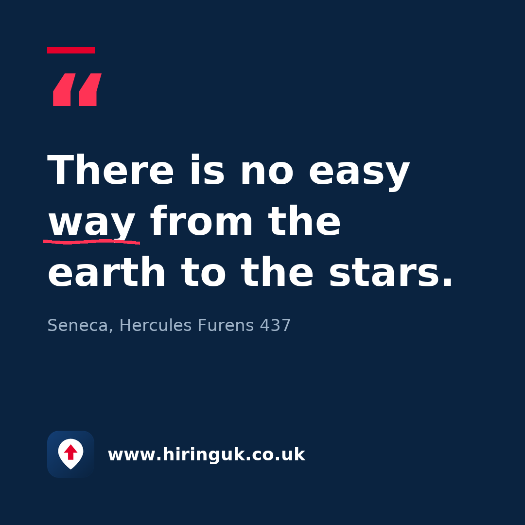 Quote card: There is no easy way from the earth to the stars.