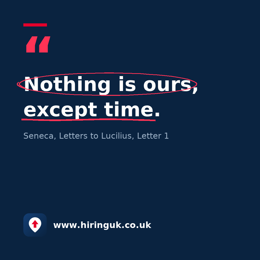 Quote card: Nothing is ours, except time.
