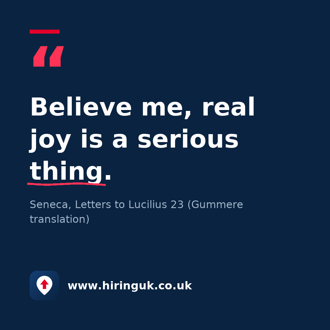 Quote card: Believe me, real joy is a serious thing.